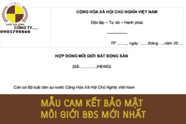 mẫu cam kết bảo mật môi giới bđs mới nhất